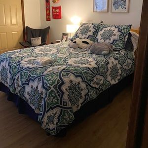 Pottery Barn Queen/Full Duvet cover and two matching Euro shams